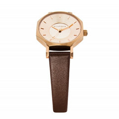 OKTO ROSE GOLD BROWN LEATHER IL BRACIALE SET 28mm