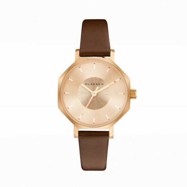 OKTO ROSE GOLD BROWN LEATHER IL BRACIALE SET 28mm