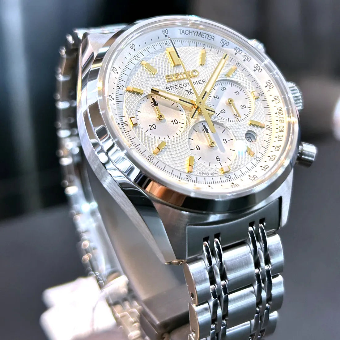 稼働 SEIKO ワイアード ホワイト文字盤 クロノグラフ ソーラー 腕時計 