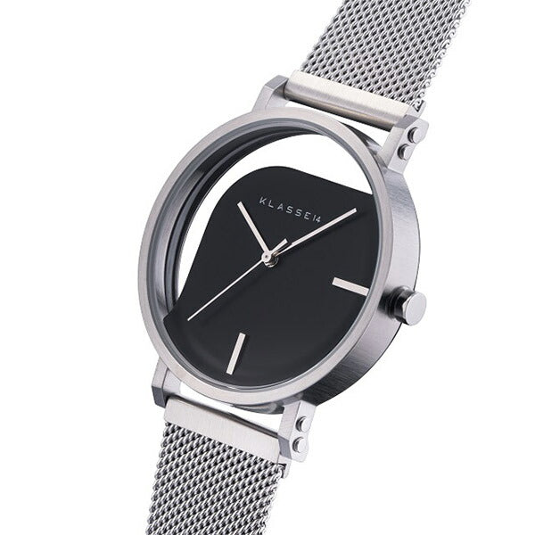 IMPERFECT ANGLE Silver Black with Mesh Strap 40mm