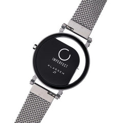IMPERFECT ANGLE Silver Black with Mesh Strap 40mm