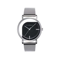 IMPERFECT ANGLE Silver Black with Mesh Strap 40mm