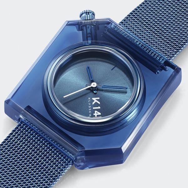 K14 IRREGULARLY SQUARE Blue with Mesh Strap 34mm