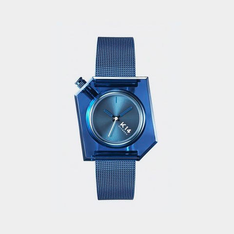 K14 IRREGULARLY SQUARE Blue with Mesh Strap 34mm