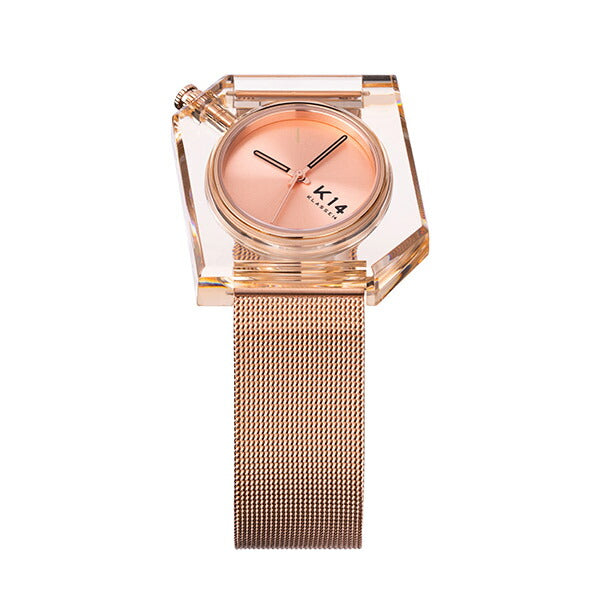 K14 IRREGULARLY SQUARE Rose Gold with Mesh Strap 40mm