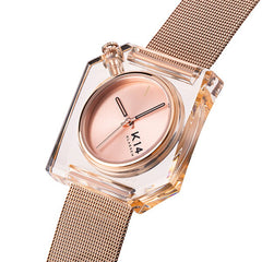 K14 IRREGULARLY SQUARE Rose Gold with Mesh Strap 40mm