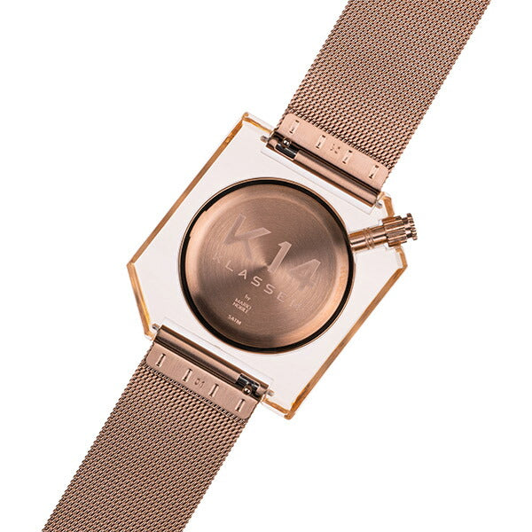 K14 IRREGULARLY SQUARE Rose Gold with Mesh Strap 40mm