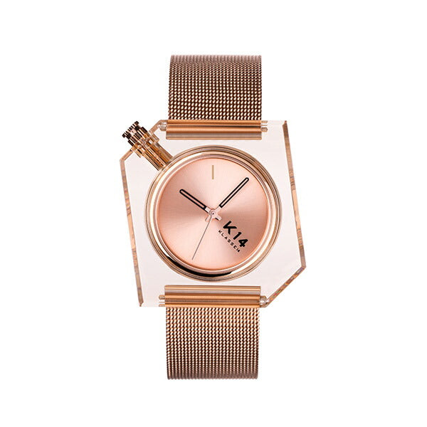 K14 IRREGULARLY SQUARE Rose Gold with Mesh Strap 40mm