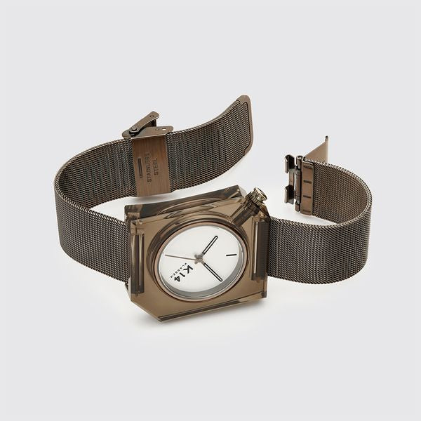 K14 IRREGULARLY SQUARE Vintage Gold with Mesh Strap 40mm