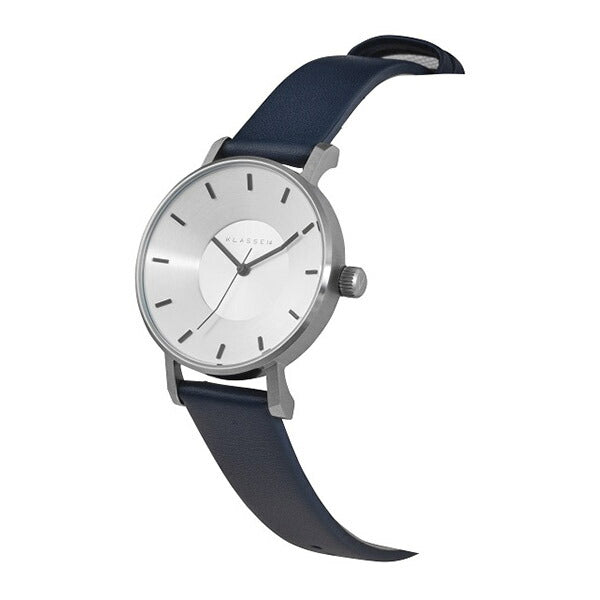 Volare Silver Blue Leather Strap 36mm
