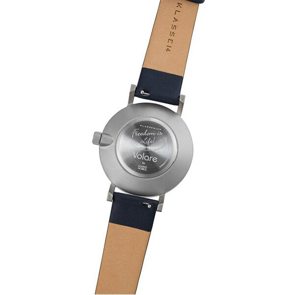 Volare Silver Blue Leather Strap 36mm