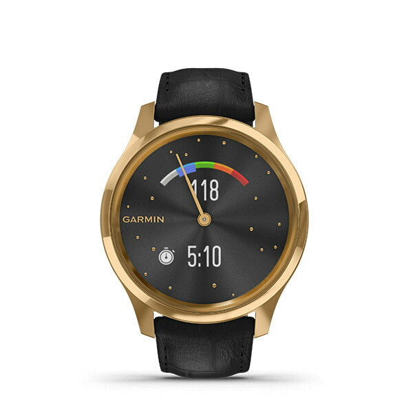 vivomove Luxe Black Embossed Leather / 24K Gold PVD 010-02241-72