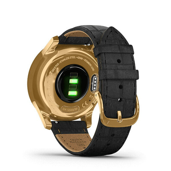 vivomove Luxe Black Embossed Leather / 24K Gold PVD 010-02241-72