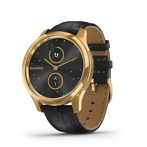 vivomove Luxe Black Embossed Leather / 24K Gold PVD 010-02241-72