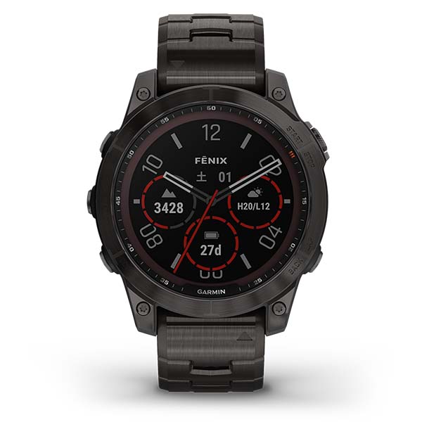 fenix 7 Sapphire Dual Power フェニックス サファイア デュアルパワー Ti Carbon Gray DLC / Carbon Gray DLC Vented Titanium Band 010-02540-48