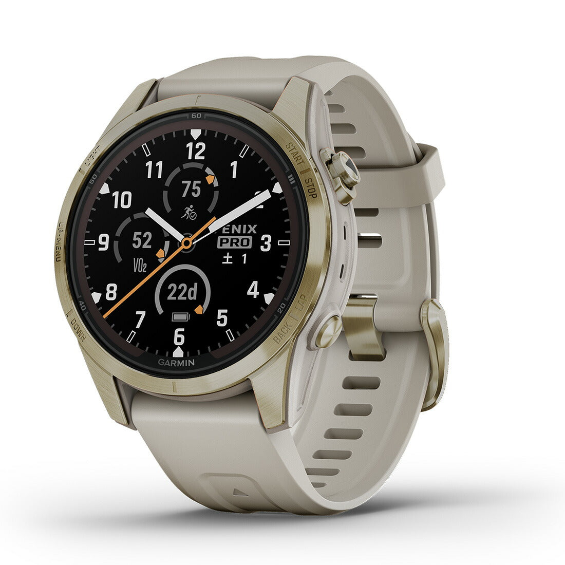 fenix 7S PRO Sapphire Dual Power Phoenix 7S Pro Soft Gold with Light Sand Band 010-02776-62