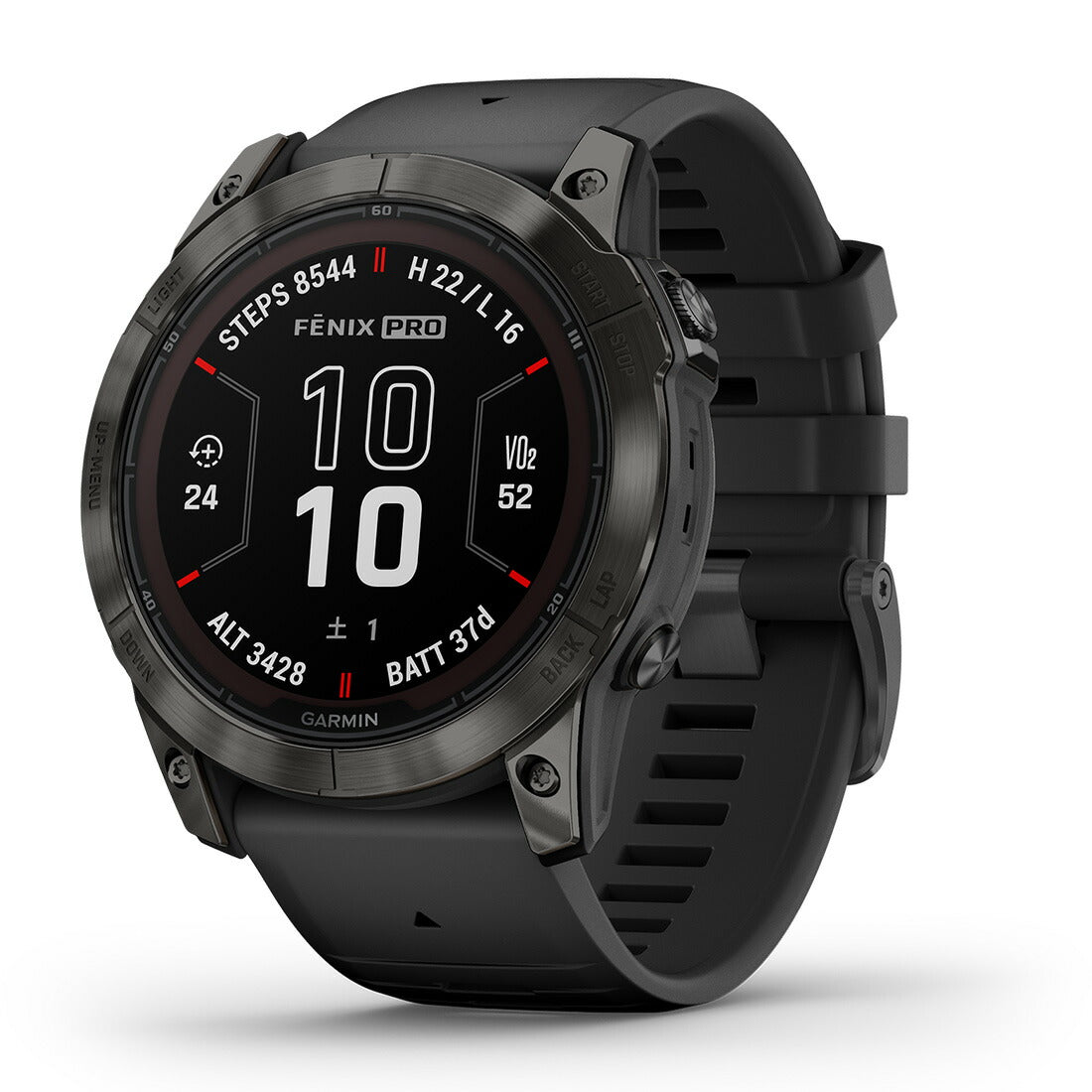 fenix 7X PRO Sapphire Dual Power Phoenix 7X Pro Carbon Gray Titanium with Black Band 010-02778-52