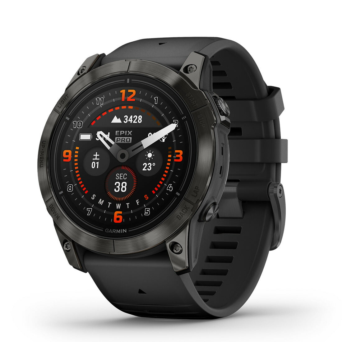 epix Pro Gen2 (エピックス) 51mm, Sapphire, Carbon Gray DLC Titanium with Black Band