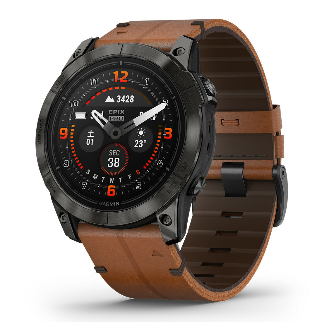 epix Pro (Gen 2) Epix Pro 51mm, Sapphire, Carbon Gray DLC Titanium with ChestnutLeather Band 010-02804-71