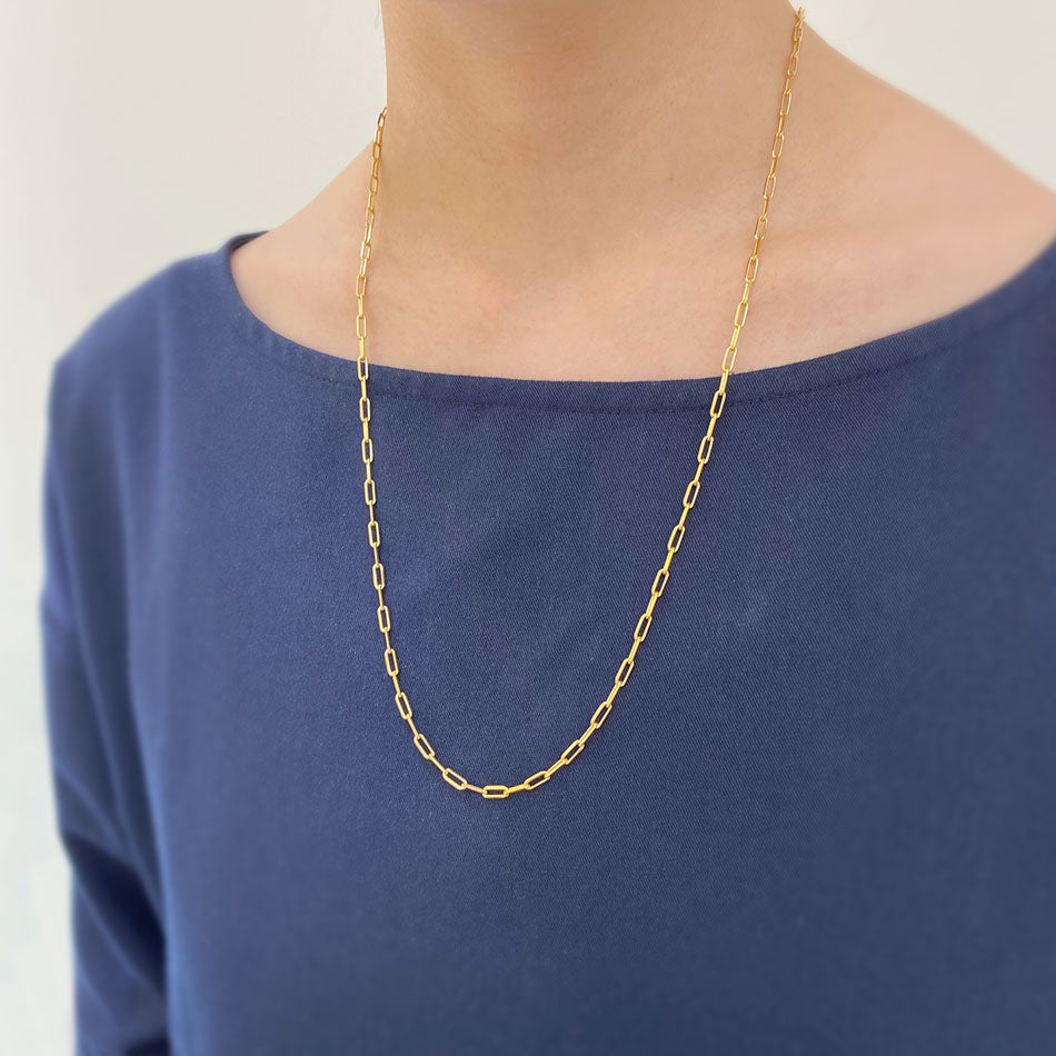 サイレント レイン ネックレス ロングレクタングルチェーン 60cm|正規