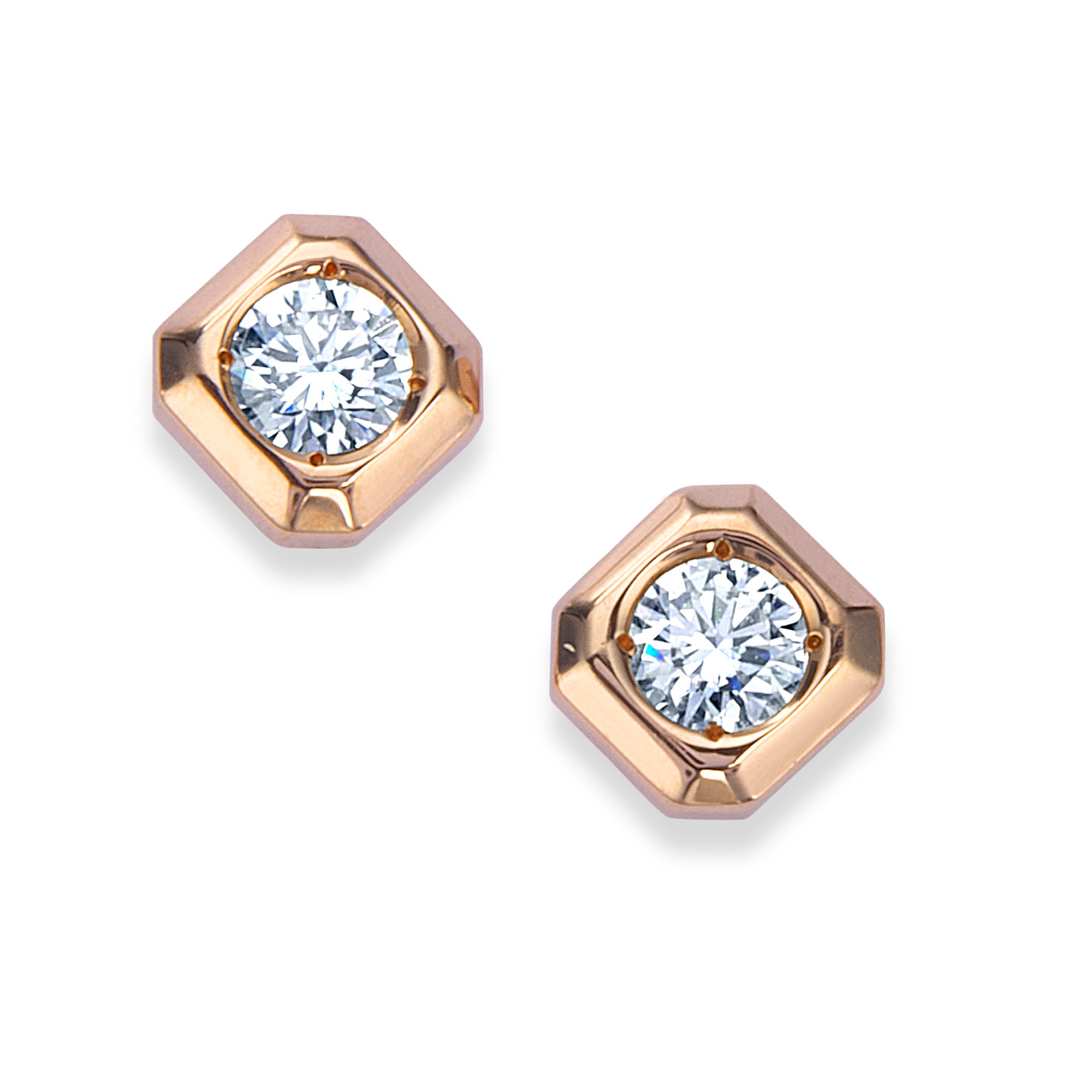 K18 pink gold diamond earrings