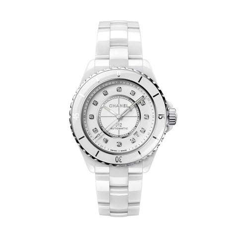 J12 White ceramic and stainless steel, diamond indexes