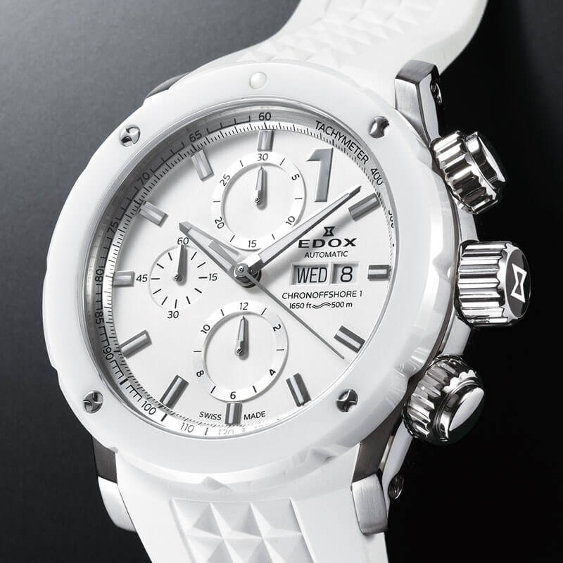 EDOX エドックス クロノオフショア1クロノグラフオートマチック デイデイト表示 ホワイト 01122-3B1-BIN1-S