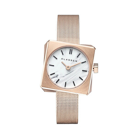 Spin Rose Gold White Marble with Mesh Strap 25.5mm
